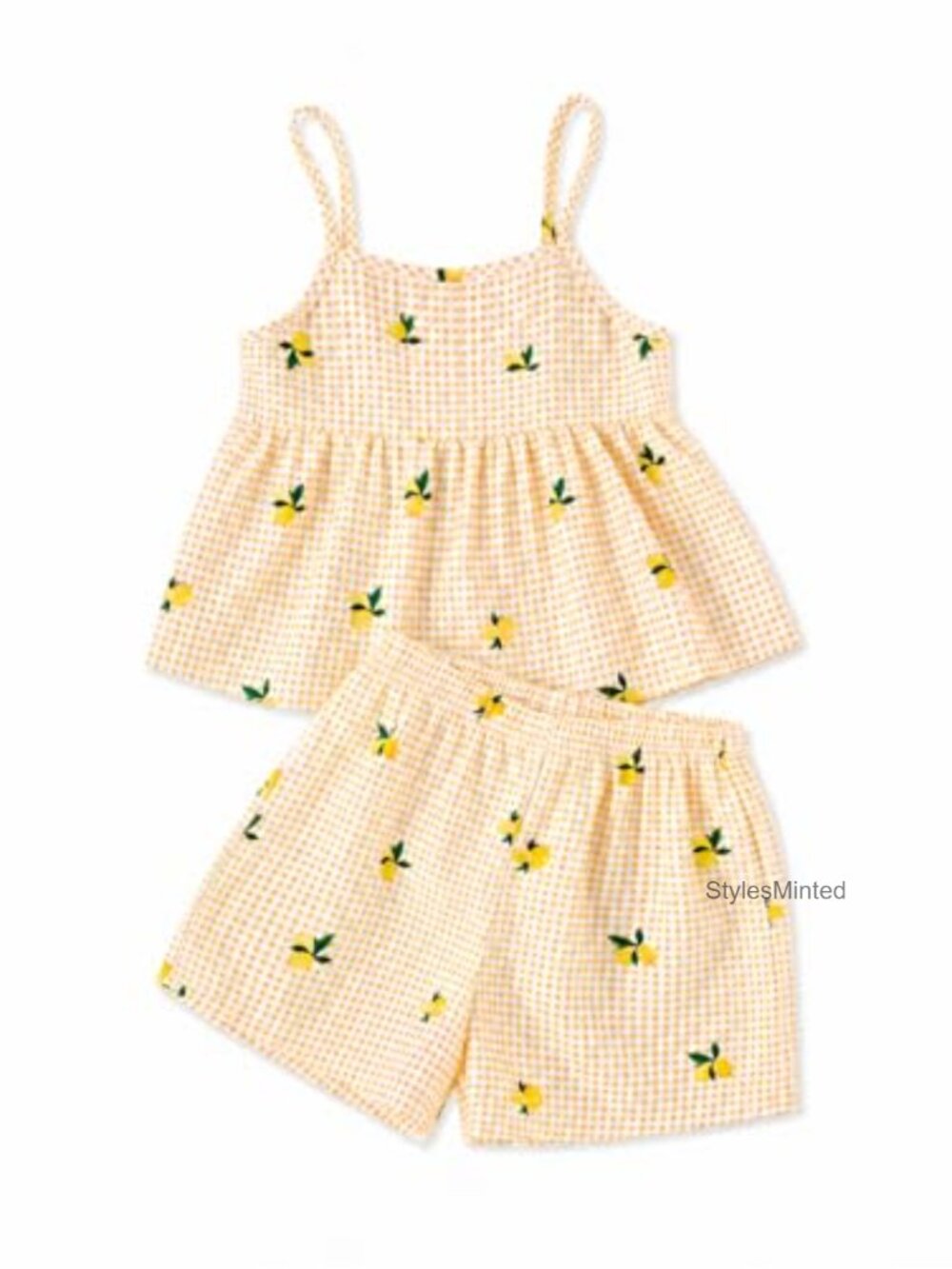Toddler Girls 2 Piece Plaid Camisole Top & Shorts Summer Outfit Set